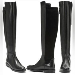 Cole Haan Women's W25921 Chase Leather Tall Knee High Riding Boots Black Size 5B